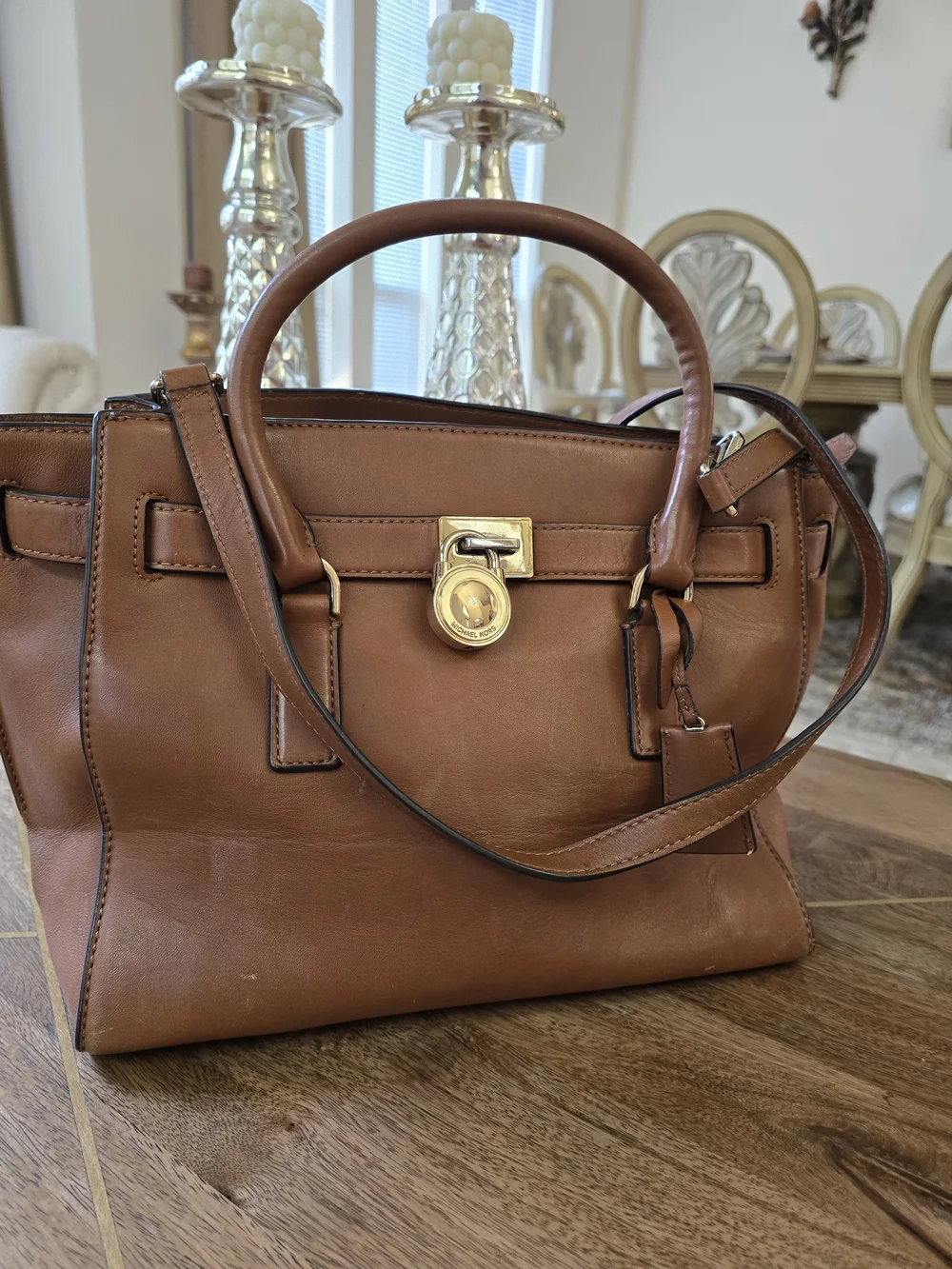 Brown Leather Satchel Handbag - Classic Women's Tote Michael  Kors